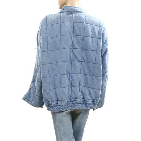 Free People Dolman Quilted Knit Jacket Top Oversized Zip-Up Slouchy L NEW 284212 - Picture 4 of 9